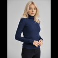 thumbnail image 4 of Suéteres Acanalados para Mujer, Lindos Suéteres de Punto de Cuello Alto, Ajustados y Cálidos Azul Real un Tamaño, 4 of 8