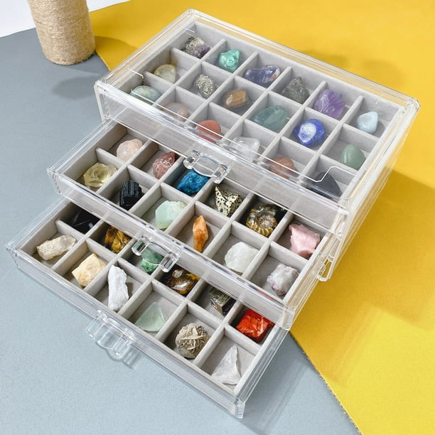 Caja De Joyería Amazon Weiai Joyero Acrílico Con 3 Cajones, Organizador De Joyas De Terciopelo, Aretes, Anillos, Collares, Pulseras, Vitrina, Regalo Para Mujeres, Niñas, Beige Joyero Transparente