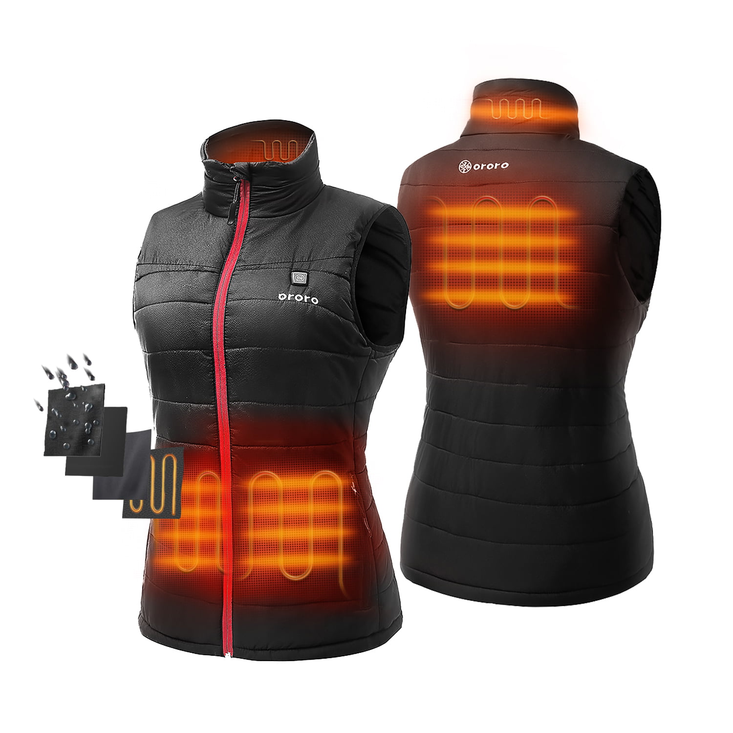 ORORO Women's Lightweight Heated Vest with Battery Pack (Black,S)