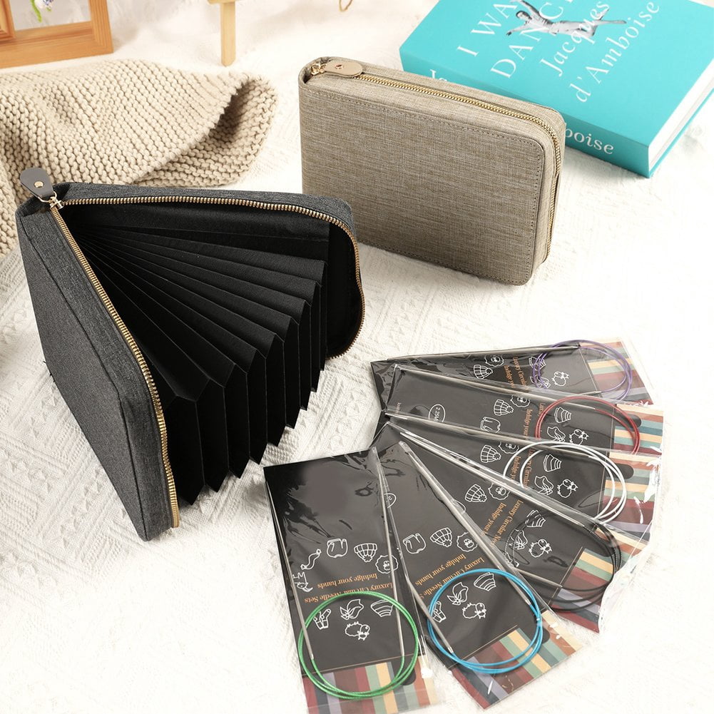 Vjnyvs Circular Needle Storage Bag Knitting Tool Bag Oxford Cloth Weaving Needles Storage Bag Crochet Sewing Accessories Kit Bag