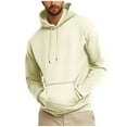 thumbnail image 2 of Hicidod Hoodies for Men Fleece Drawstring Hooded Collar Sweatshirts Fashion Solid Casual Long Sleeve Pullover Tops with Pocket, 2 of 7
