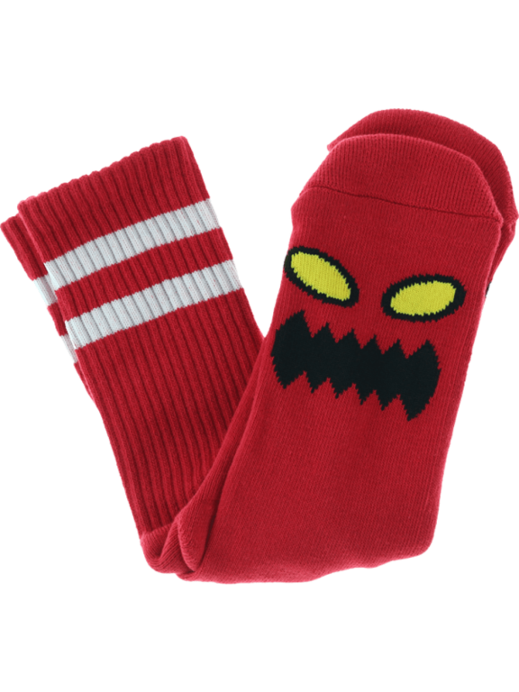 Monster Face Crew Socks Red - Single Pair