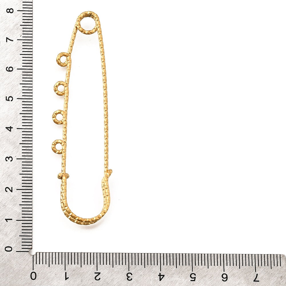 304 Stainless Steel Safety Pins Brooch Findings Ion Plating(IP) Kilt Pins with Four Loops for Lapel Pin Making Golden 19.5x70.5x5.5mm Hole: 2mm