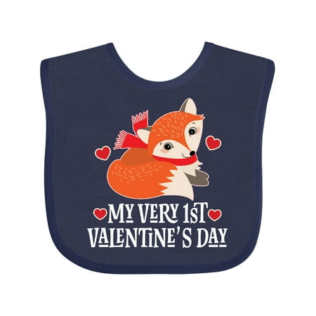 

Inktastic Valentines Day Babys 1st Childs Fox Gift Baby Boy or Baby Girl Bib