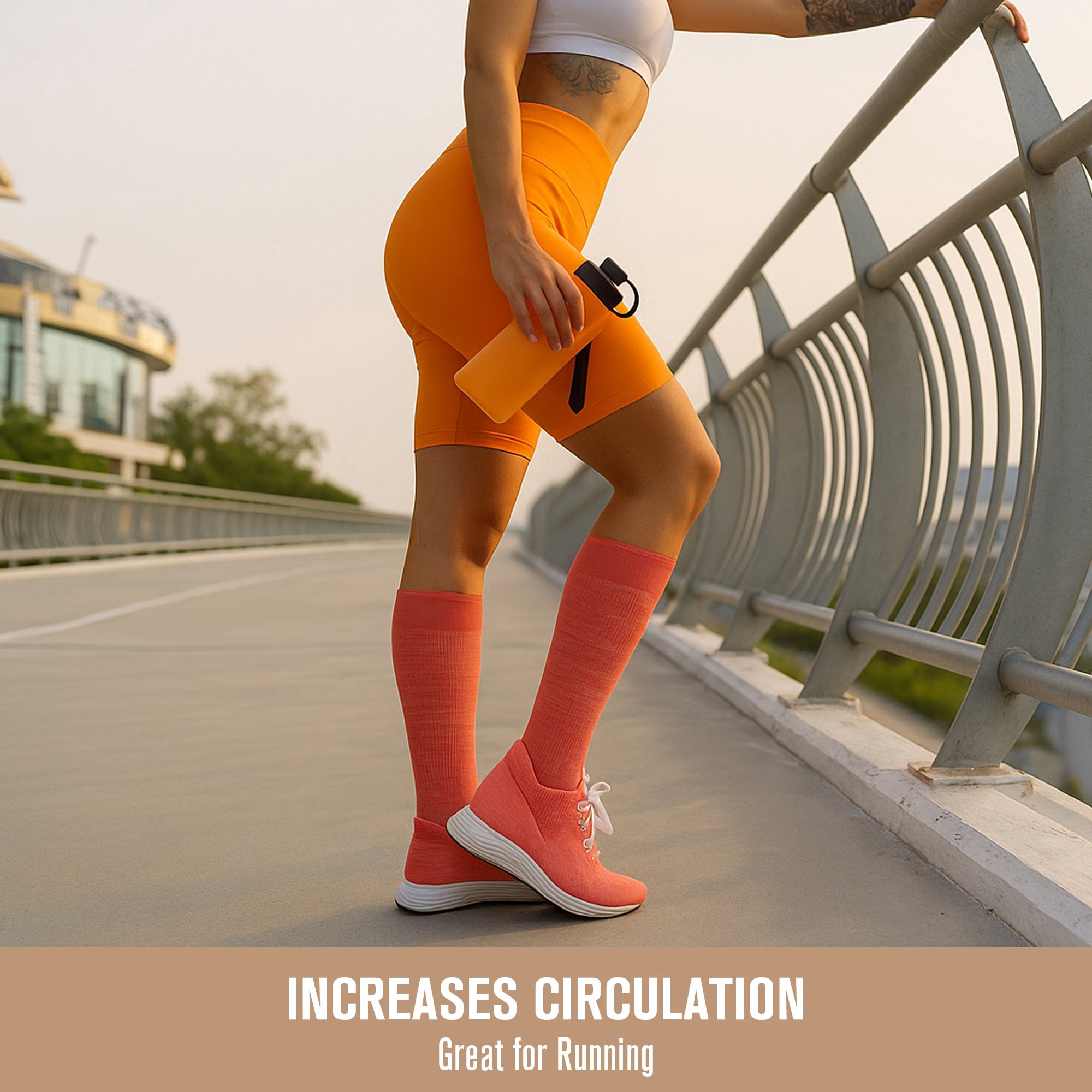 Copper Fit® Compression Socks, Copper Infused Easy-On/Off, 1-pair, Unisex, Heather Coral, S/M
