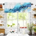 thumbnail image 3 of Abstract Marble Texture Valances for Windows Blue Gold Gradient Modern Art Decoration Rod Pocket Curtain Valance Window Treatment Short Curtains for Kitchen Living Room, 60"x18", 3 of 5