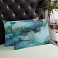 thumbnail image 4 of Teal Marble Throw Pillow Cover 16 x 24 Inch Decorative Pillow Cover Modern Abstract Art Luxury Yellow Lumbar Pillowcase Seasonal Rectangle Cushion Case for Couch Sofa Bed Living Room, 4 of 7