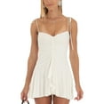 thumbnail image 1 of Kmbangi Robes Sans Manches Froncées pour Femmes Été Bretelles Spaghetti Col en V Mini Robe de Plage de Fête Mode Urbaine, 1 of 6