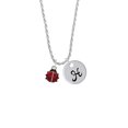 thumbnail image 2 of Delight Jewelry Silvertone Mini Red Translucent Ladybug Silvertone Script Initial Disc - H - Charm Necklace, 20"+3", 2 of 4