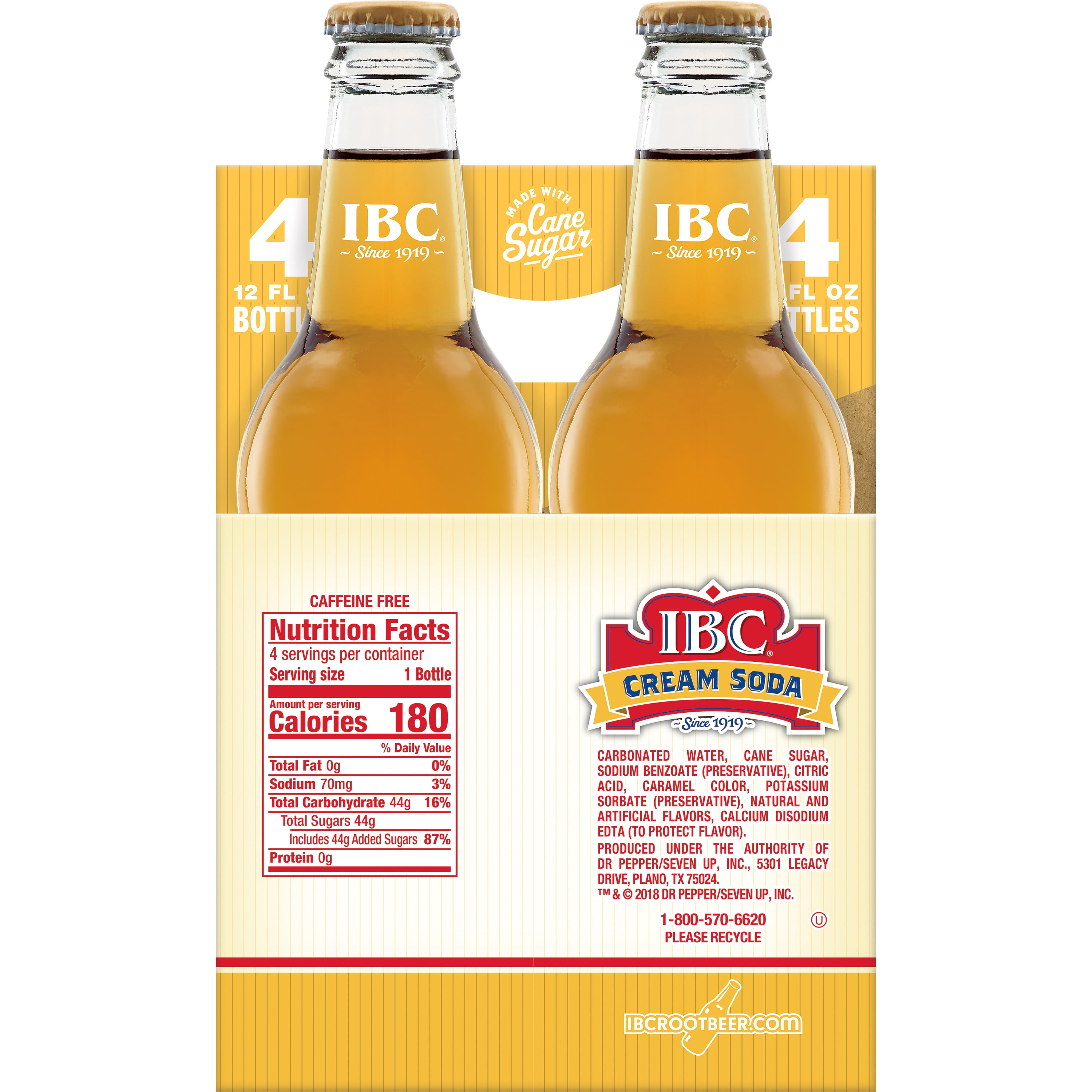 (3 pack) IBC Cream Soda Made with Sugar Glass Bottles, 12 Fl Oz, 4 Count