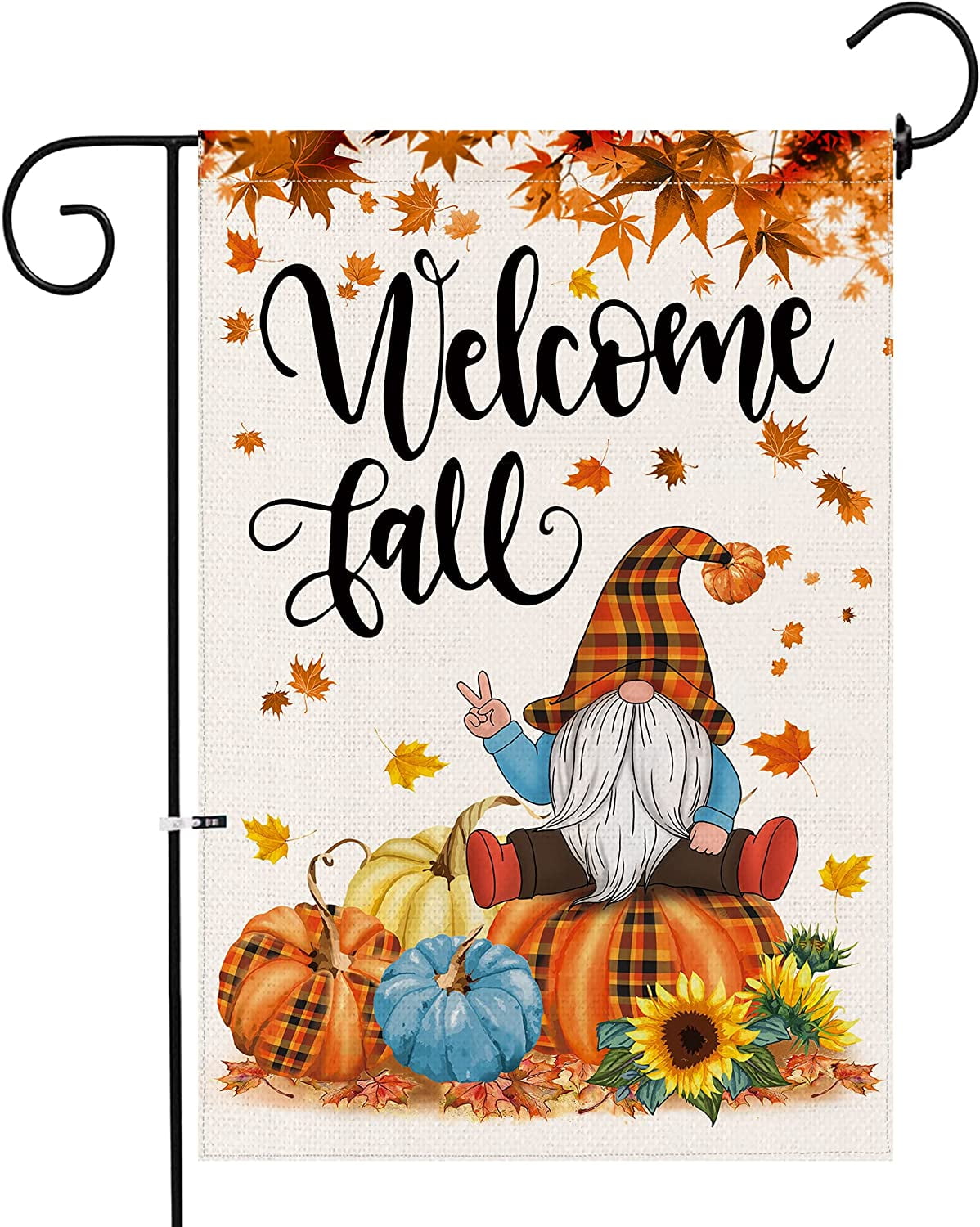 Fall Flag Burlap Pumpkin Maple Leaves Welcome to Our Patch Fall Yard Flag for Porch Lawn Outside Harvest Autumn Thanksgiving Decoration Unves Fall Garden Flag 12x18 Double Sided