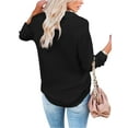 thumbnail image 3 of MAWCLOS Womens Long Sleeve Button Down Shirt Blouse Loose Fit Casual V-Neck Tops Turn Down Collar Shirt, 3 of 3