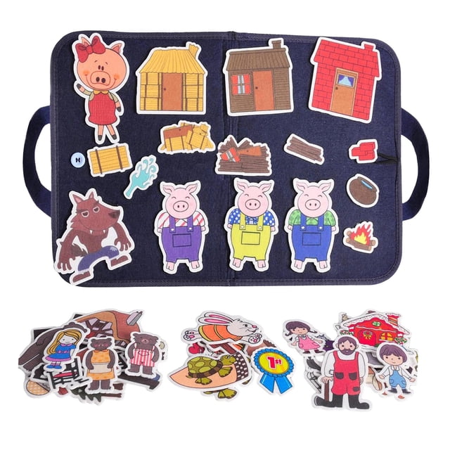 Tablero de cuentos de fieltro portátil para niños de 1 a 5 años Grils guardería sensorial aprendizaje regalos del Día de San Valentín para cerdo