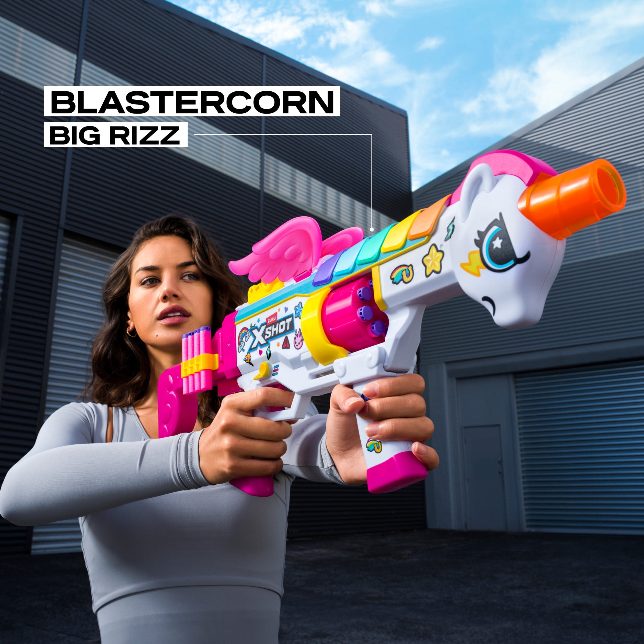 XSHOT Blastercorn Big Rizz Blaster (24 Darts) Motorized Outdoor Blaster by ZURU for Ages 8+