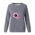 thumbnail image 5 of WREESH Cancer Awareness Graphic Shirts for Women Sweatshirt Pink Ribbon Long Sleeve Casual Top Gray, 5 of 5