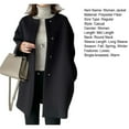 thumbnail image 5 of Round Neck Coat Fall Winter Women Jacket Button-down Round Neck Loose Long Sleeves Straight Woolen Coat Mid Length Pure Color Outerwear for Commuting, 5 of 5