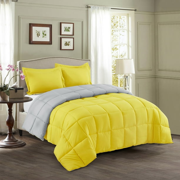 Hig Light Weight Down Alternative Comforter Twin Yellow Reversible Com Hig Light Weight Down Alternative, Light Yellow Comforter Set