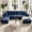 Blue, variant on Anybox 118" Corduroy U-Shaped Sectional Sofas, Modular Boneless Cloud Couch with Left-Facing Chaise and Ottoman, No Assembly, Black