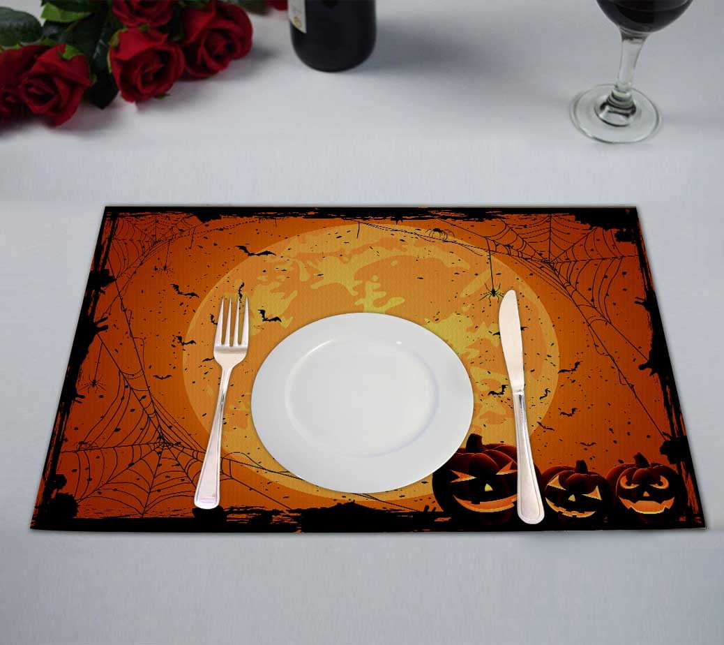 PKQWTM Halloween Kitchen Dining Table Mats Placemats Size 12x18 Inches