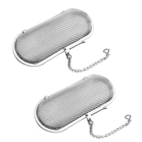 Tea Ball, 2 Pcs Tea Filter, Floating Stainless Steel Mesh Tea Infuser Oval Loose Leaf Tea Steeper Soups Oil Spice Herb Tea Strainer Holders Filter for Kitchen Cooking Office Home Supplies, Silver