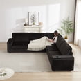 thumbnail image 3 of 110-Inch Oversized Corduroy Corner Sofa,L Shaped Corner Couch with two storage spaces,USB port & T-pyce port and Cup-holder , Deep Seat Comfy Upholstered Couches for Living Room(Not freely combinable), 3 of 9