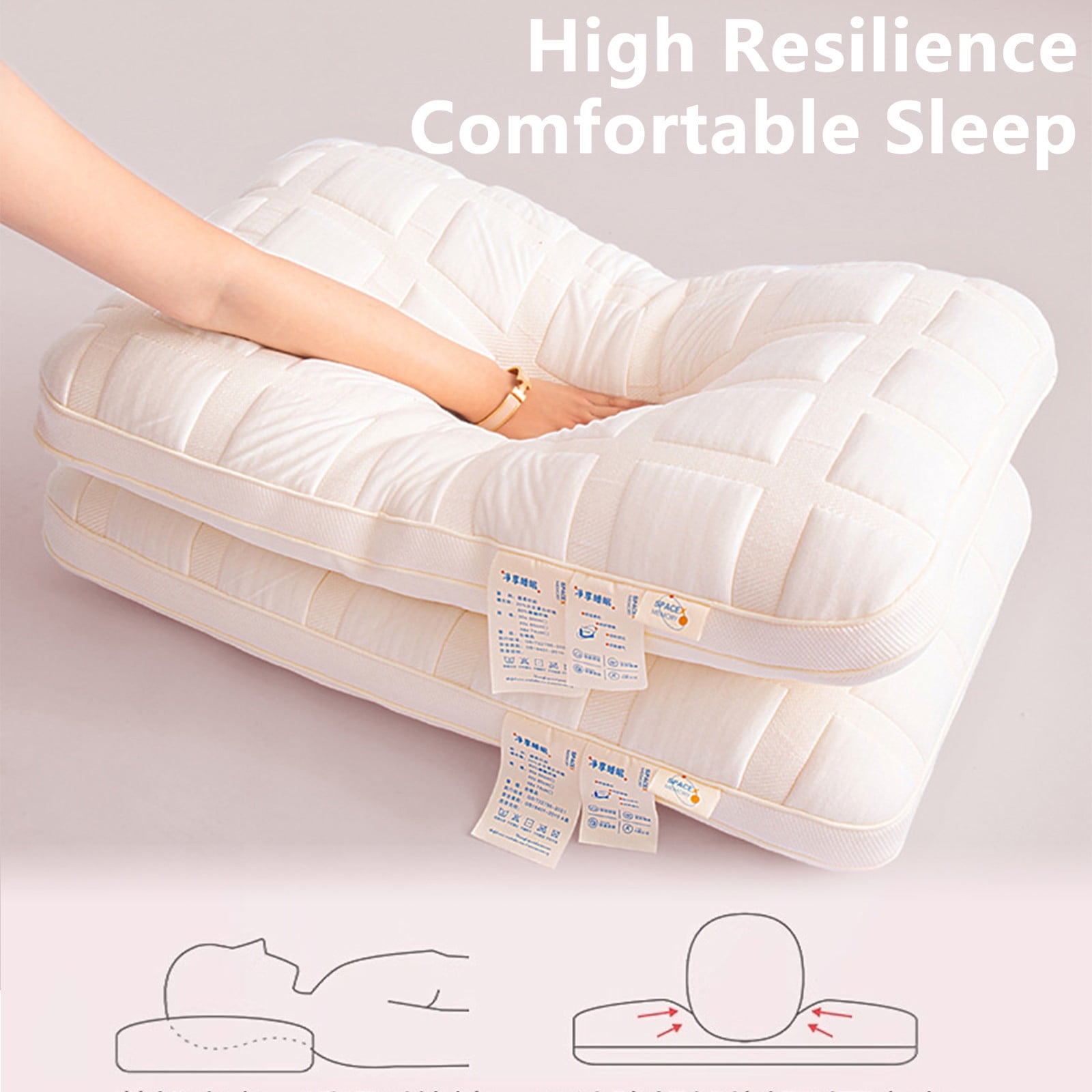 Qiopertar Adjustable Cervical Pillow, Orthopedic Memory Foam Pillow for Neck Pain, Medium Firm Support Pillow for Side Back Stomach Sleepers Home Hotel Use