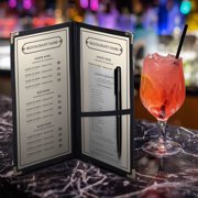 WeChef 30 pack6x9 Restaurant Menu Book Covers Check Book 2 Page 4 View Double Fold for Cafe Hotel Bar Black