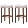 thumbnail image 1 of Giantex 29 Inch Backless Counter Height Stools, Upholstered Counter Saddle Chairs w/Thick Cushion & Solid Wood Legs (Beige,2), 1 of 8