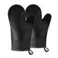 thumbnail image 3 of 1 Pair Silicone Oven Gloves, Heat Resistant Silicone Oven Mitts BBQ Gloves Waterproof Kitchen Gloves for Baking, BBQ Grilling (Black), 3 of 5
