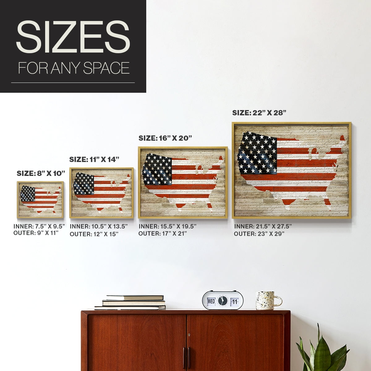 American Flag by Daniela Santiago - Restickable Framed Giclée Print