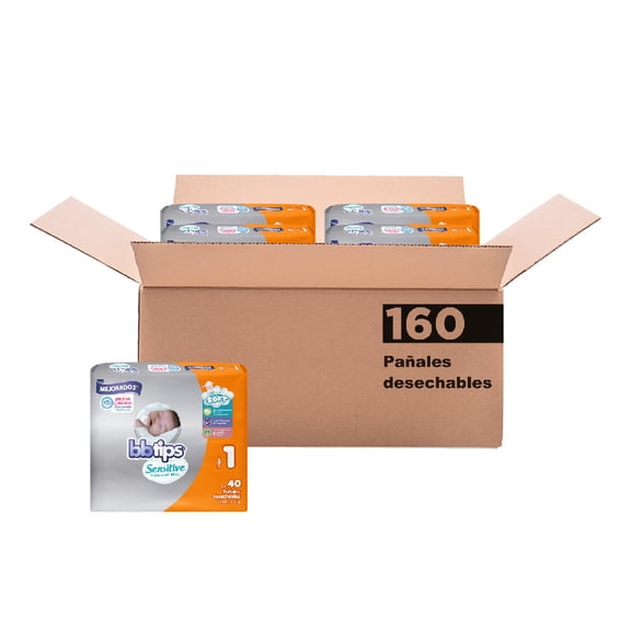Pañal Desechable Bbtips Talla 1 Unisex 160 piezas