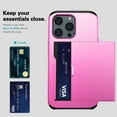 thumbnail image 6 of for iPhone 13 Pro Wallet Case with Sliding Door Hidden Pocket Credit Card Holder Dual Layer Heavy Duty Shockproof Hard PC Hybrid TPU Phone Flip Protective Cover for iPhone 13 Pro, Pink, 6 of 8