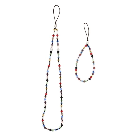 Phone Lanyard Multi-Colored Crystal Beads 2Pcs 15.72X0.39X0.39In
