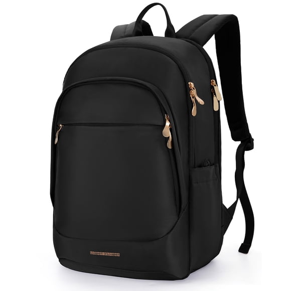 LIGHT FLIGHT Travel Backpack for Women, 15.6 Inch Laptop Backpack with USB Charging Hole, Water Resistant College Bookbag, Large Capacity Black Compu