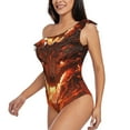 thumbnail image 5 of Daiia Magma Fire Black Dragon Women's One Piece Swimsuits Personalized One Shoulder Swimwear Asymmetric Ruffle Bathing Suits-Medium, 5 of 8