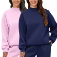 thumbnail image 2 of Comdrip Crewneck Sweatshirts Women, 2 Pack Womens Sweatshirts Crewneck Long Sleeve Tops Oversized Pullover Sweaters Cozy Outfits Fashion 2025 Fall Sweatshirts for Women Dark Blue L, 2 of 5