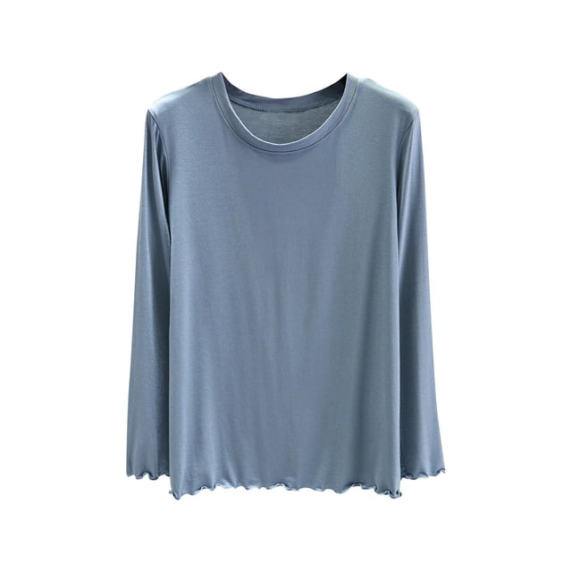 aidice Hauts de Pyjama pour Femmes Chandails à Manches Longues Col Rond Ample Décontracté Léger Confortable T-Shirts Basiques Vêtements d'Intérieur Vêtements de Nuit Haut