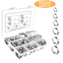 Kabuer Stainless Steel Hose Clamp Assortment Kit for Plumbing & Automotive, 60 Pcs, 1/4"-1-1/2" Adjustable