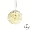 thumbnail image 3 of Vickerman 6" Artificial White Rose Ball, Pack of 2, 3 of 3