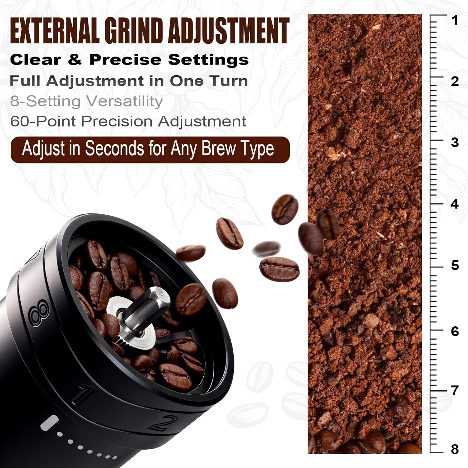 manual coffee bean grinder with Carrying Case,Numerical External Adjustable,conical burr hand crank mini molino para cafe,moledor de cafe de grano molino para cafe