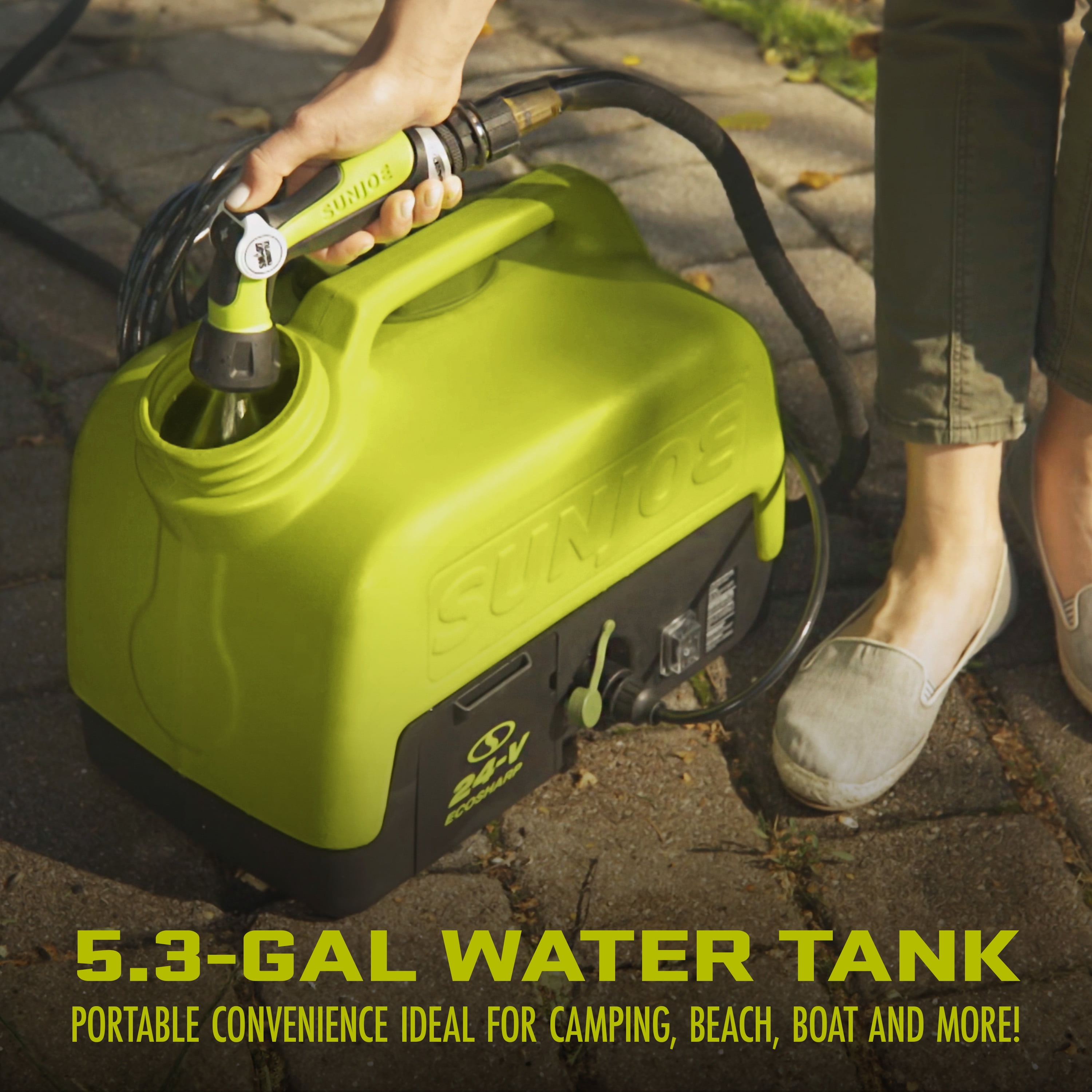 Sun Joe 24V Cordless Portable Sink/Shower Spray Washer, 5-Gallon, 2.0-Ah Battery + Charger
