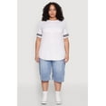 thumbnail image 3 of Womens Plus Size Varsity Stripe Sleeve Tee, 3 of 5
