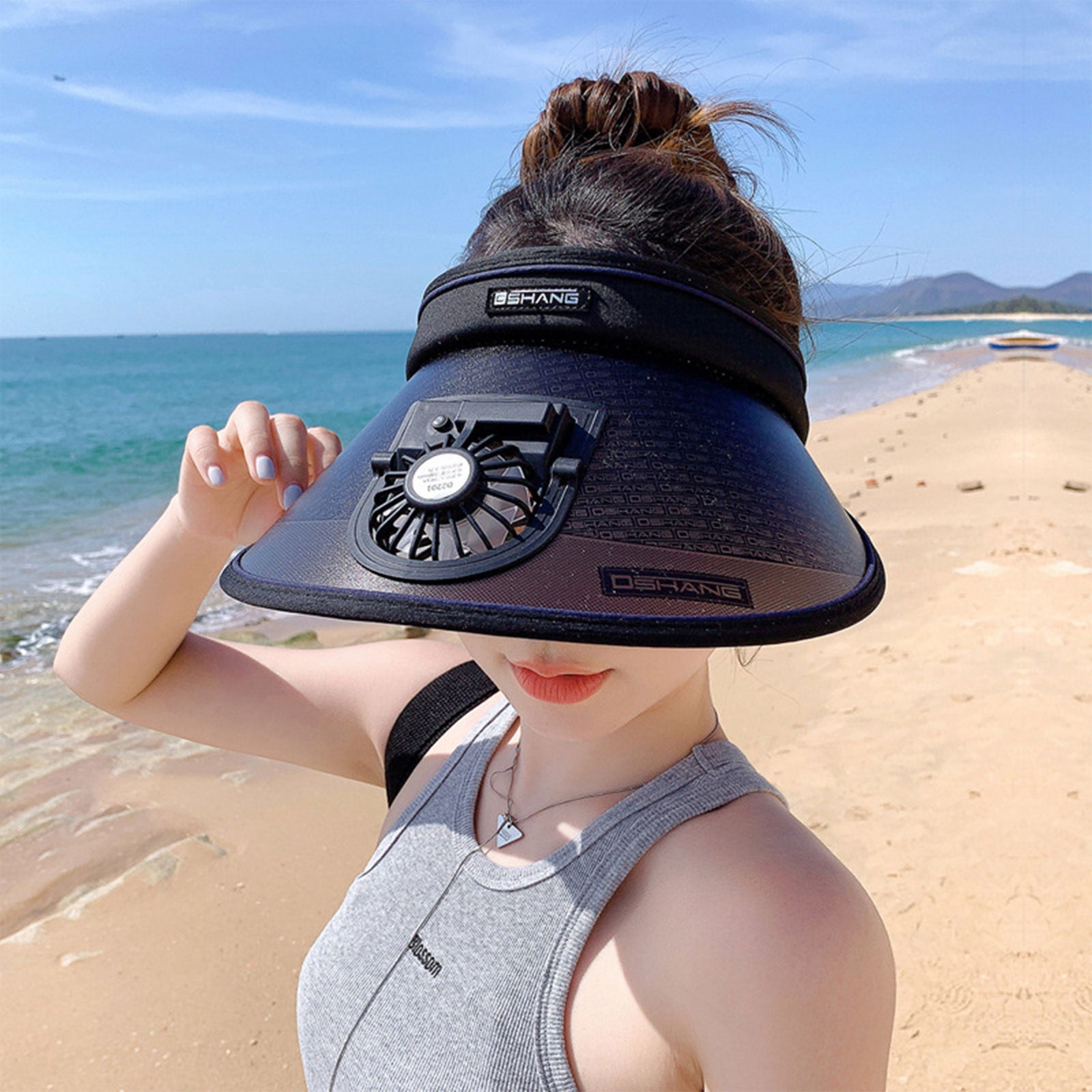HHei_K USB Charging Fan Cap Summer Cap, Cooled Golf Hat, Sunscreen Cap,  Breathable Empty Top Fan Cap With Adjustable Straps 