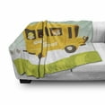thumbnail image 3 of School Bus Soft Flannel Fleece Throw Blanket, Back to School Lettering with Boys and Girls Smiling Waving Happy Faces, Cozy Plush for Indoor and Outdoor Use, 50" x 70", Multicolor, by Ambesonne, 3 of 6