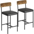 thumbnail image 4 of Bar Stools Set of 4, Upholstered Counter Height Bar Stools with Backrest and Footrest, Kitchen Barstools for Island, Counter Bar, Brown, 4 of 9
