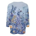 thumbnail image 4 of CYMMPU Vintage Floral Printed 3/4 Length Sleeve Shirts Summer Fall Crewneck Basic Tees Business Work Blouses Fashion Tunic Tops 2025 Clothes for Women Multicolor M, 4 of 5