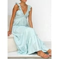 thumbnail image 6 of Women'S Summer Flowy Maxi Dress Casual Sleeveless V Neck Smocked Beach Sundress Light Blue XL, 6 of 8