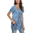 thumbnail image 2 of PPYOUNG Women's Summer Casual Short Sleeve Tunic Tops Fit Pleated Blouse Shirts, 2 of 4