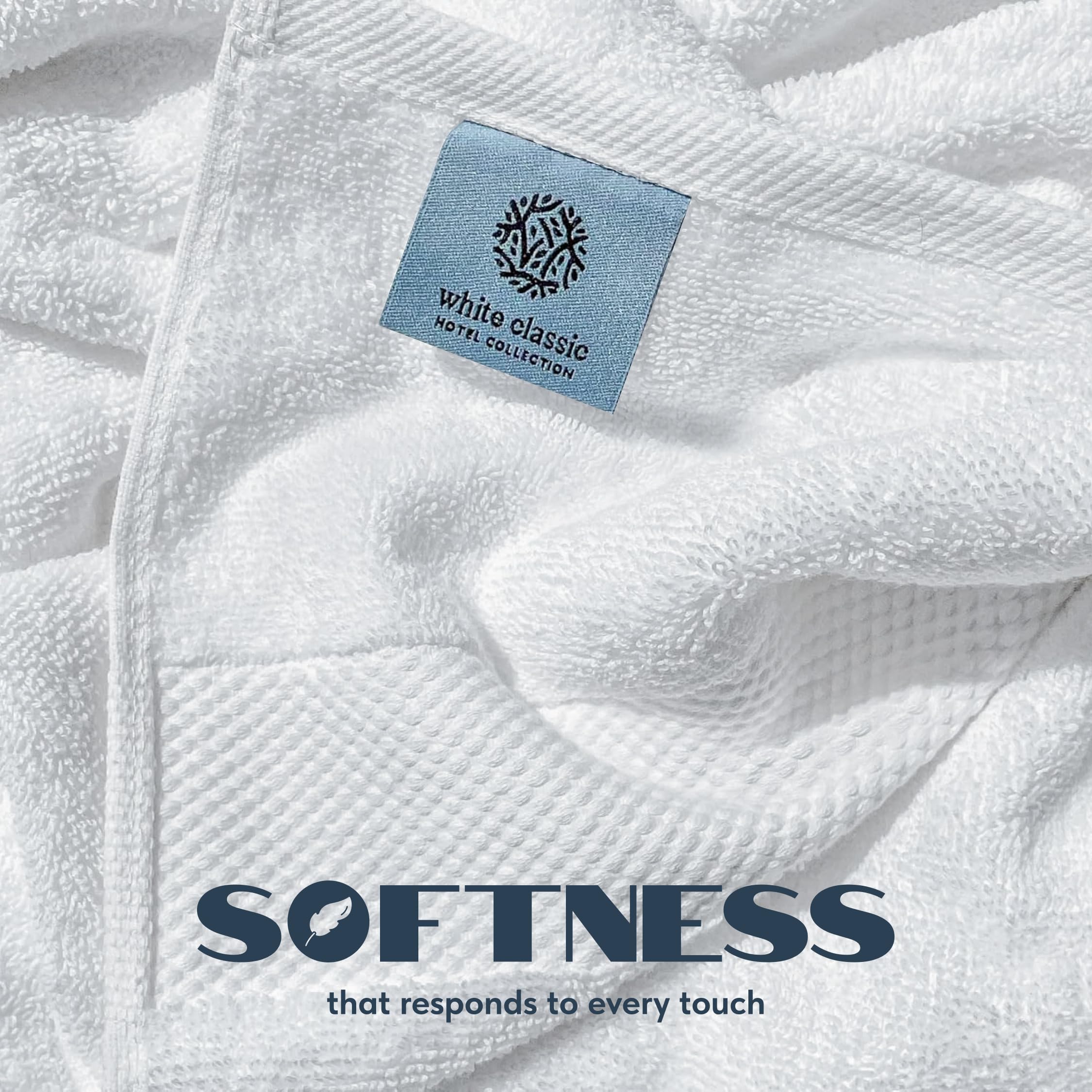 White Classic 700 GSM Turkish Cotton Bath Towels, 4-Pack, White photo 7