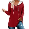 thumbnail image 1 of Swstbby Liquidation d'Automne! Hauts d'Automne pour Femmes Grande Taille, Mode Féminine Haut à Manches Longues Uni avec Capuche Rouge TG, 1 of 5